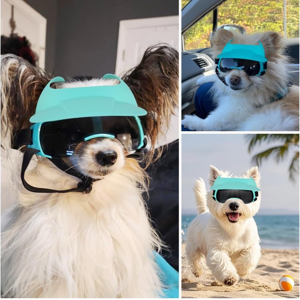 Small Dog Hat and Goggles Set Adjustable Sun Hat UV Protection Puppy Sunglasses - Picture 2 of 11